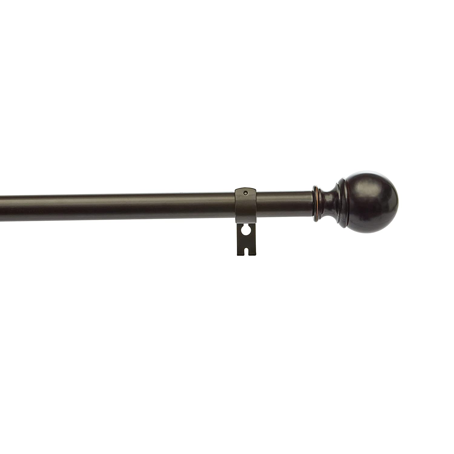 Amazonbasics adjustable 1 inch metal curtain rod with round finials and brackets, (36 inch to 72 inch, bronze)