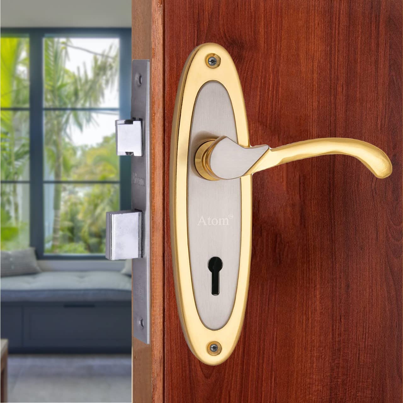 Atom 7 inches mortise door handle set with lock body