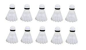 Amh sports shuttlecock feather shuttle cock (white) pack of 10