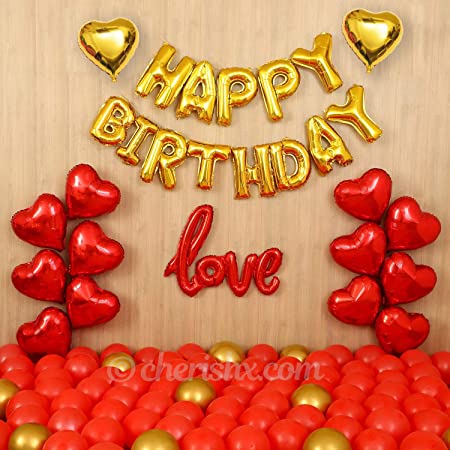 Cherishx.com red and golden happy birthday