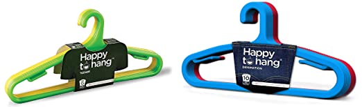 Happy to hang teeser 10 piece polypropylene hanger, yellow and green