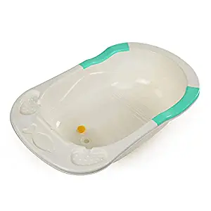 Luvlap baby bath tub with drain plug, ergonomic and spacious, soft curved, durable non toxic material