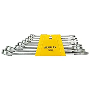 Stanley 70 963e chrome vanadium steel combination spanner with essential tool box with metal latch