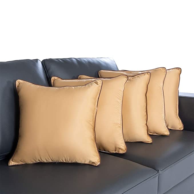 Wakefit hollow fibre cushion (16x16 inch, beige) set of 5