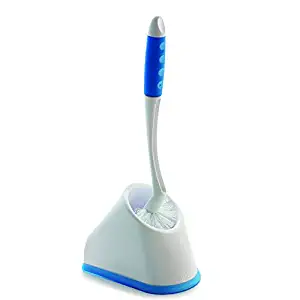 Cello angular toilet brush with storage (blue and white,pack of 1)