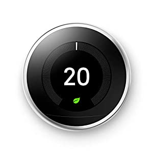 Nest learning thermostat 3rd generation, stainless steel, compatible with alexa