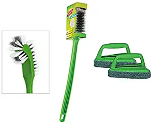 Scotch brite double sided toilet brush (is840100066)+scotch brite fibre bathroom
