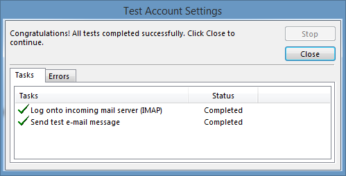 Test settings